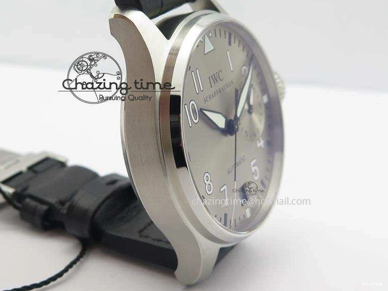 MIROTIME 0318 TimelessDesign Big Pilot Real PR IW500906 ZF 1:1 Best Edition Silver Dial On Black Leather Strap A 7285